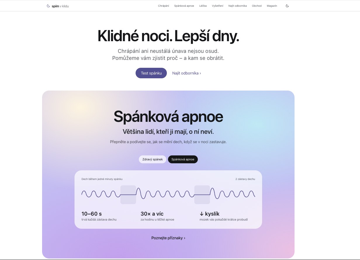 Ukázka webu spimvklidu.cz