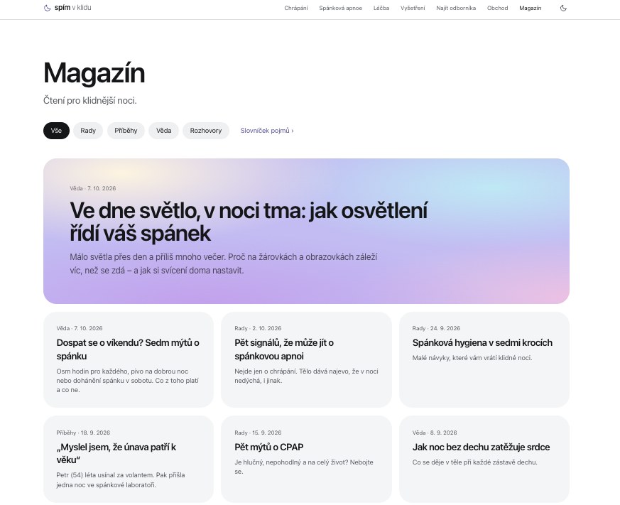 Magazín s články o spánku